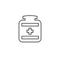 Simple flat design outline icon of medicine. Concept for medicine related logotype or business. Isolated on white