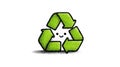 Cute Smiling Green Recycling Symbol - Eco Friendly Character Royalty Free Stock Photo
