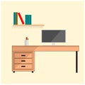 Simple flat design workspace illustration