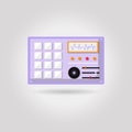 Simple flat dj turntables illustration, grayscale on white background