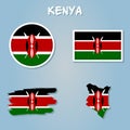 Simple flat flag map of the Republic of Kenya