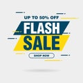 Simple Flat Flash Sale Discount Banner Template Vector