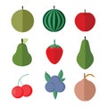 Simple Flat Fruits Vector Illustration Set Royalty Free Stock Photo