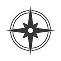 Simple flat icon of a compass, orienteering and compass