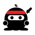 Simple Flat Icon Cute Ninja Vector Illustration