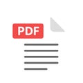 Simple flat icon representing a PDF document with text lines and a folded corner Royalty Free Stock Photo