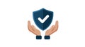 Hands Holding Shield with Check Mark Icon - Security and Safety Concept Royalty Free Stock Photo