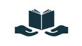 Open Book Held by Hands Charity Knowledge Sharing Concept Royalty Free Stock Photo