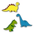 Simple flat illustration of colorful dinosaurs.