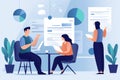 UX Research Team Analyzing User Data, Flat Illustration