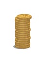 Dollar coin tall stack. Simple flat illustration. Royalty Free Stock Photo