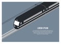 Electric streamline train silhouette in isometric view. Simple flat illustration.