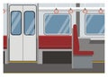 Empty commuter train car. Simple flat illustration Royalty Free Stock Photo