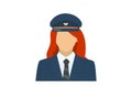 Female pilot figure. Simple flat illustration.