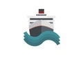 Front side of a ship and wave. Simple flat illustration. Royalty Free Stock Photo