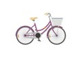 Ladies bike with basket. Simple flat illustration.