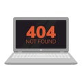 Simple flat illustration of a laptop. Failure, broken computer. Error 404 on the screen Royalty Free Stock Photo