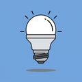 Simple flat illustration of an LED light bulb on a blue background. Rounded top with a Royalty Free Stock Photo