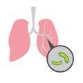 Simple, flat illustration of a lung disease. Pneumonia infographics, drawing for informational, medical poster