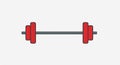 Simple flat illustration of a red barbell with weights on a light gray background Royalty Free Stock Photo