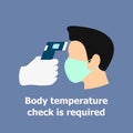 Simple Flat Illustration Showing Body Temperature Check Sign during Covid-19 Outbreak. Royalty Free Stock Photo