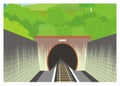 Train tunnel. Simple flat illustration.