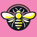 A simple flat illustration of a yellow and black bee Royalty Free Stock Photo