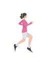 Young woman running. Simple flat illustration