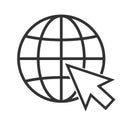 Simple flat internet www icon with globe and mouse pointer vector Royalty Free Stock Photo