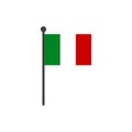 Simple flat italy flag vector illustration with flagpole isolated on white background Royalty Free Stock Photo