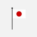 Simple flat japan flag vector illustration with flagpole isolated on white background Royalty Free Stock Photo