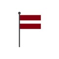 Simple flat latvia flag vector illustration with flagpole isolated on white background Royalty Free Stock Photo