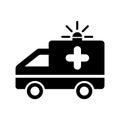 Simple flat minimalist ambulance icon with siren rang