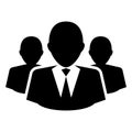 Simple, flat, monochrome group/team of business people silhouette