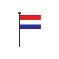 Simple flat netherland flag vector illustration with flagpole isolated on white background