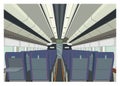Passenger train interior with foldable desk. Simple flat illustration. Royalty Free Stock Photo