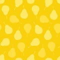 Simple flat pattern with pears on yellow background. Vector