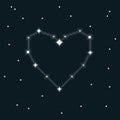 Simple flat pixel art illustration of cartoon constellation heart in space