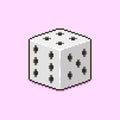 Simple flat pixel art illustration of cartoon gambling dice