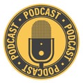 Simple flat podcast recording, podcasting icon or symbol with microphone