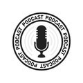 Simple flat podcast recording, podcasting icon or symbol with microphone vector illustration