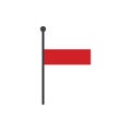 Simple flat poland flag vector illustration with flagpole isolated on white background Royalty Free Stock Photo