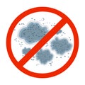 No mold sign isolated on white background. Stop mold icon for antibacterial products.