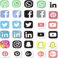 Simple Flat Social Media Icon button and symbol Set