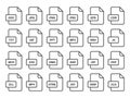 Simple flat style file type extensions icon set Royalty Free Stock Photo