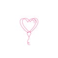 Simple flat style icon of beautiful two balloons in the form of hearts for the feast of love on Valentine`s Day or March Royalty Free Stock Photo