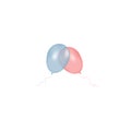 Simple flat style icon of beautiful two balloons in the form of hearts for the feast of love on Valentine`s Day or March Royalty Free Stock Photo
