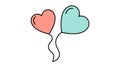 Simple flat style icon of beautiful two balloons in the form of hearts for the feast of love Valentine`s Day or March 8th. Vector Royalty Free Stock Photo