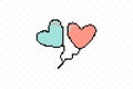 Simple flat style icon of beautiful two Pixelated balloons in the form of hearts for the feast of love on Valentine s Royalty Free Stock Photo