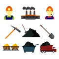 Simple Flat Style Mining Vector Illustration Graphic Set